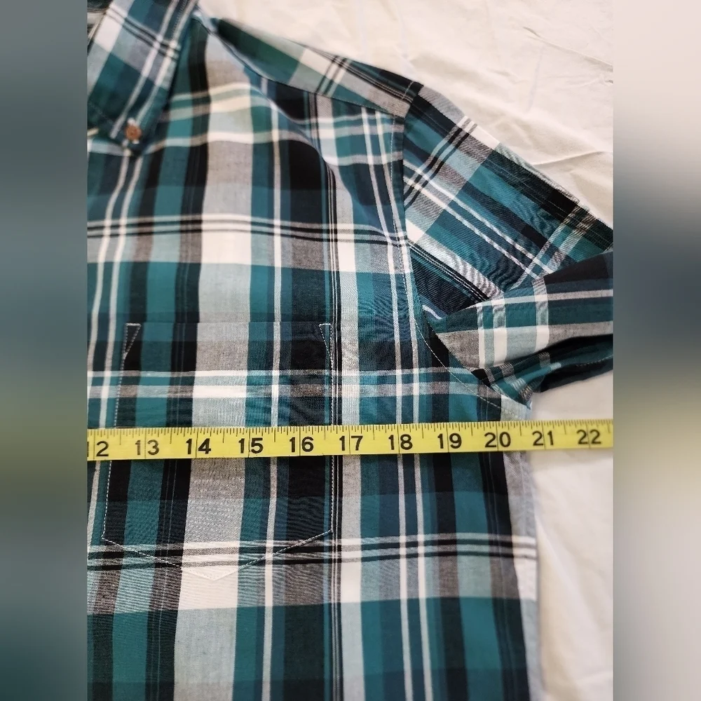 J. Crew Teal Plaid Button Down Shirt Long Sleeve Cotton Size Small